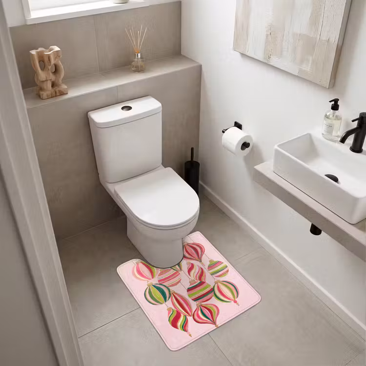 WC Vorleger - Weihnachtsdekoration – Gestreift – Rosa — 6
