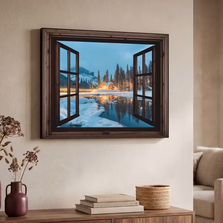 Art Frame - Durchblick - Winter - Landschaft - Natur - Haus - Berge — 3