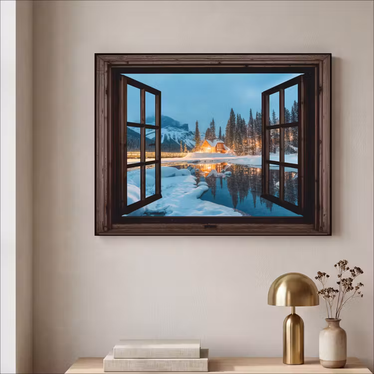 Art Frame - Durchblick - Winter - Landschaft - Natur - Haus - Berge — 4