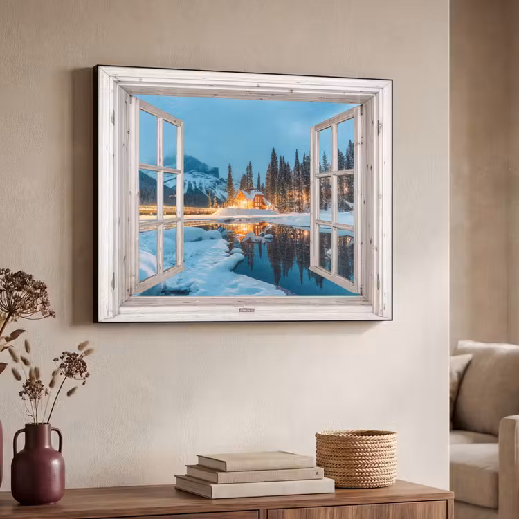 Art Frame - Durchblick - Winterlandschaft - Natur - Haus - Berge — 3