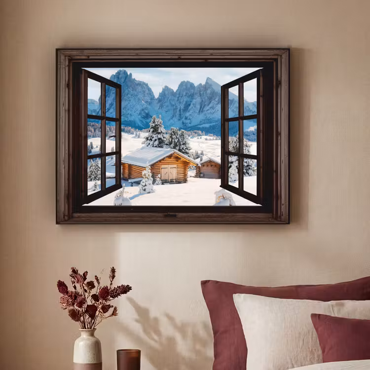 Art Frame - Aussicht - Winter - Landschaft - Hütte - Berge — 2