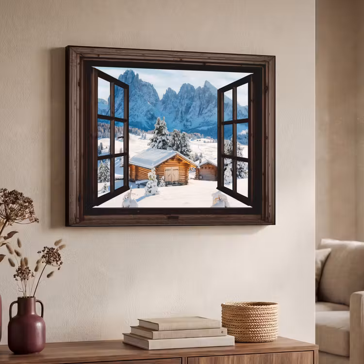 Art Frame - Aussicht - Winter - Landschaft - Hütte - Berge — 3