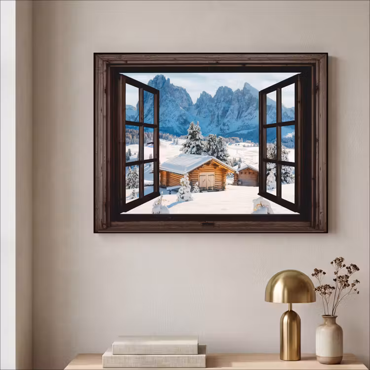 Art Frame - Aussicht - Winter - Landschaft - Hütte - Berge — 4