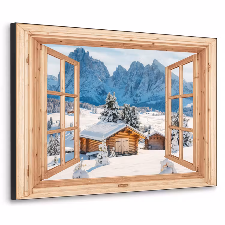 Art Frame - Durchblick - Winterlandschaft - Hütte - Berge - Aussicht — 1