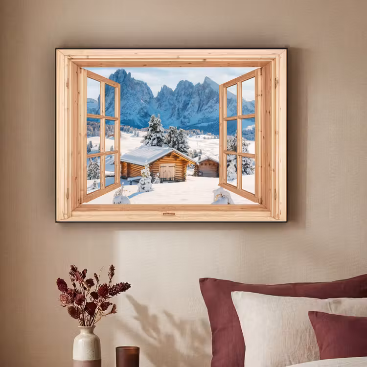 Art Frame - Durchblick - Winterlandschaft - Hütte - Berge - Aussicht — 2