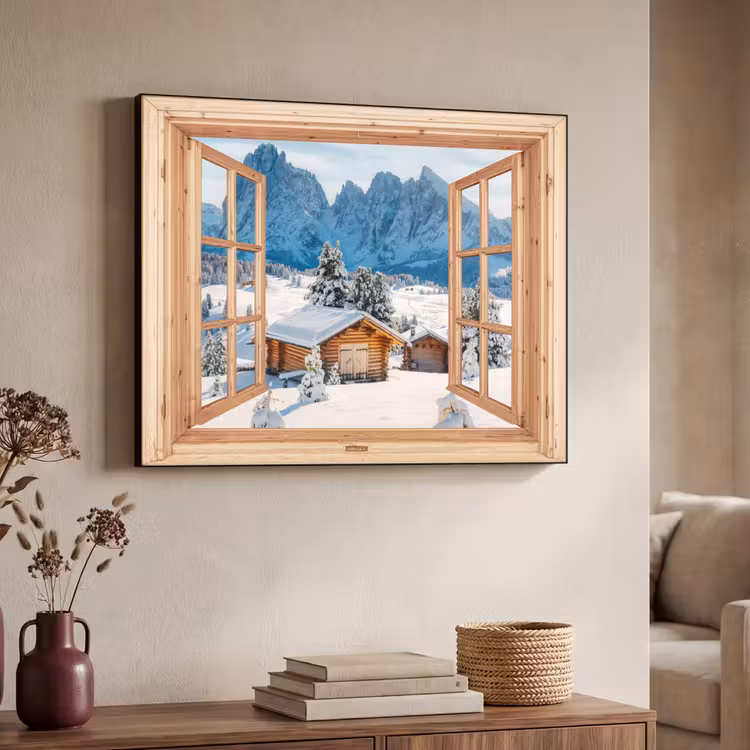 Art Frame - Durchblick - Winterlandschaft - Hütte - Berge - Aussicht — 3