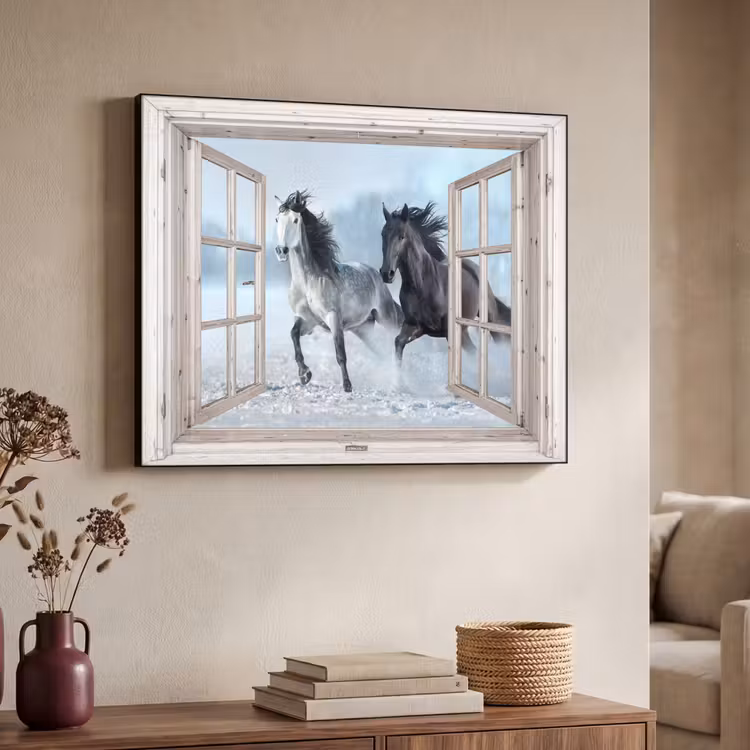 Art Frame - Durchsichtig - Pferde - Winter - Tiere - Natur - Weiß — 3