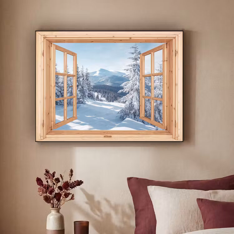 Art Frame - Durchblick - Winterlandschaft - Natur - Berg - Bäume - Holz — 2