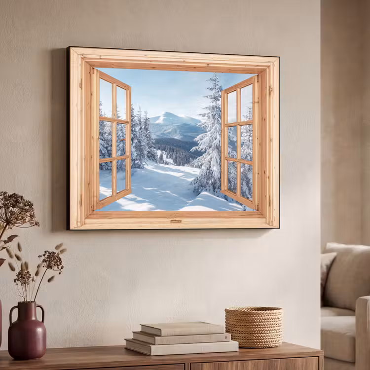 Art Frame - Durchblick - Winterlandschaft - Natur - Berg - Bäume - Holz — 3