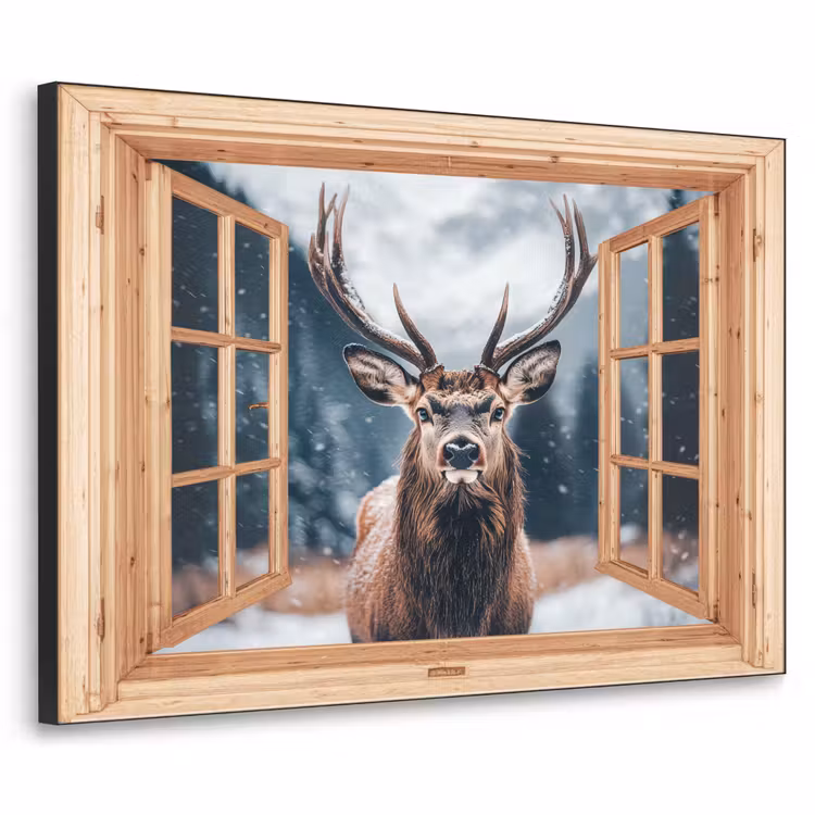 Art Frame - Durchblick - Hirsche - Tiere - Winterlandschaft - Schnee — 1