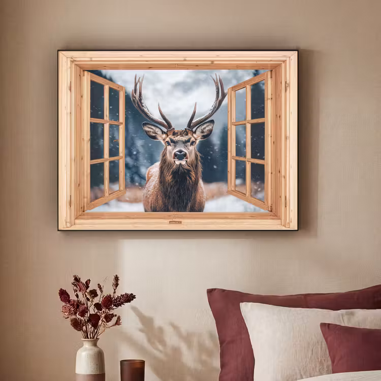 Art Frame - Durchblick - Hirsche - Tiere - Winterlandschaft - Schnee — 2