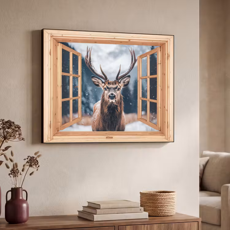 Art Frame - Durchblick - Hirsche - Tiere - Winterlandschaft - Schnee — 3