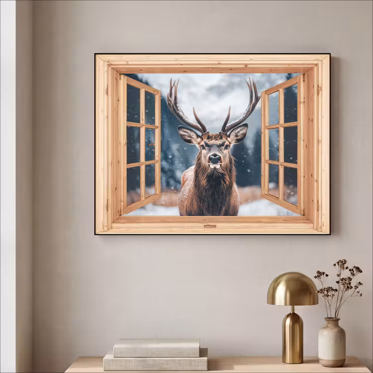 Art Frame - Durchblick - Hirsche - Tiere - Winterlandschaft - Schnee — 4