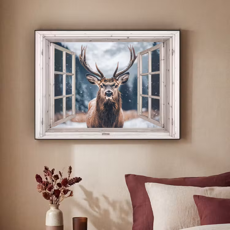 Art Frame - Hirsche - Tiere - Landschaft - Winter - Schnee - Aussicht - Natur — 2