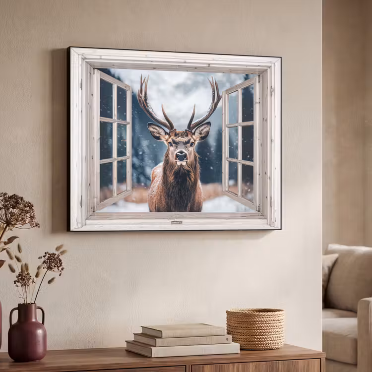 Art Frame - Hirsche - Tiere - Landschaft - Winter - Schnee - Aussicht - Natur — 3