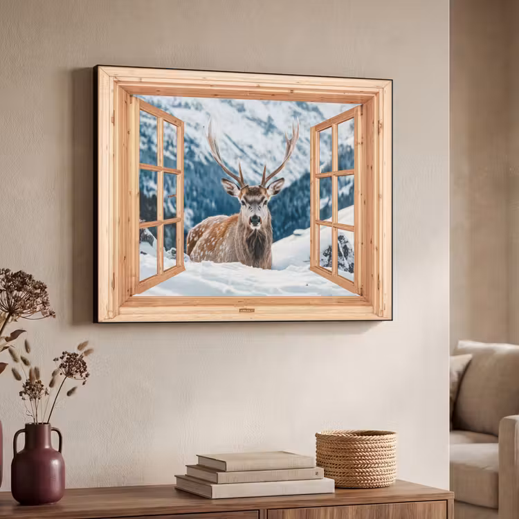 Art Frame - Durchblick - Hirsche - Landschaft - Winter - Natur - Tiere - Berge — 3