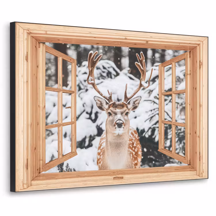 Art Frame - Durchsichtig - Hirsche - Schnee - Winter - Wald - Tiere — 1