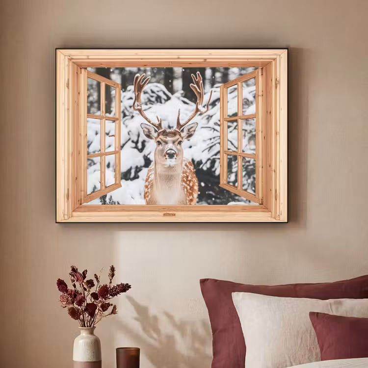 Art Frame - Durchsichtig - Hirsche - Schnee - Winter - Wald - Tiere — 2
