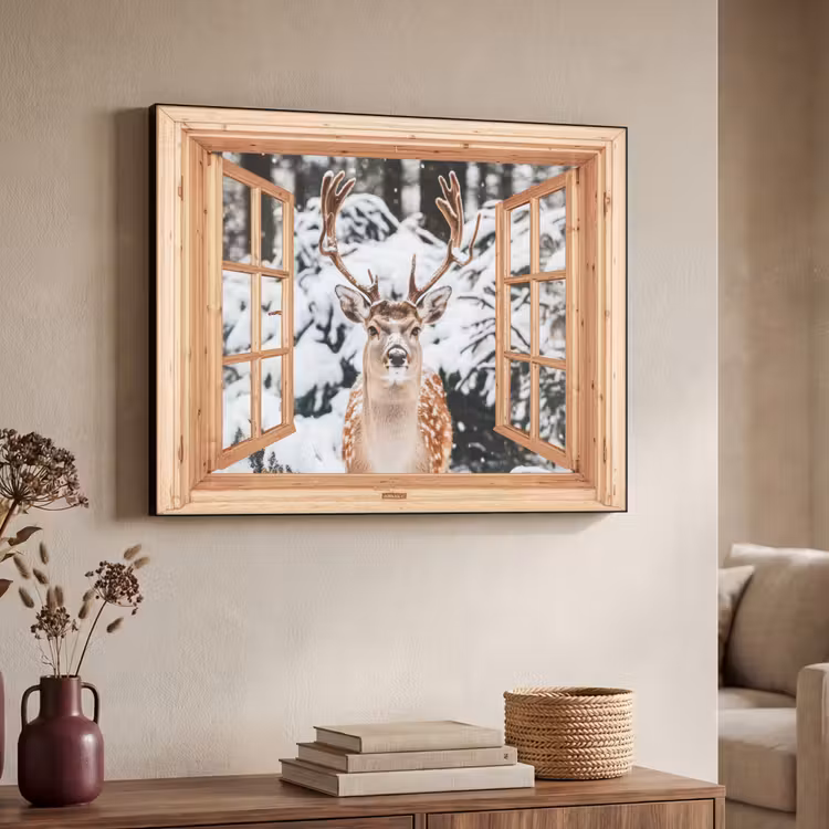 Art Frame - Durchsichtig - Hirsche - Schnee - Winter - Wald - Tiere — 3