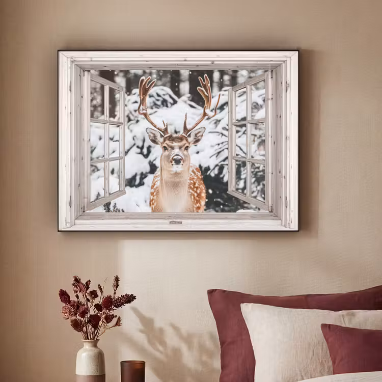 Art Frame - Durchgucken - Hirsch - Schnee - Winter - Wald - Tiere - Natur — 2