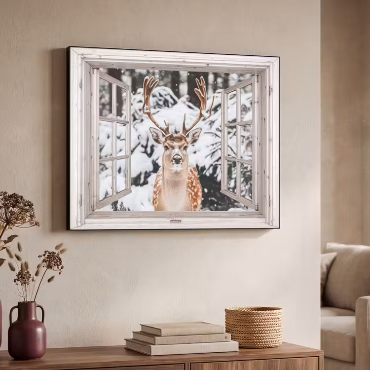 Art Frame - Durchgucken - Hirsch - Schnee - Winter - Wald - Tiere - Natur — 3