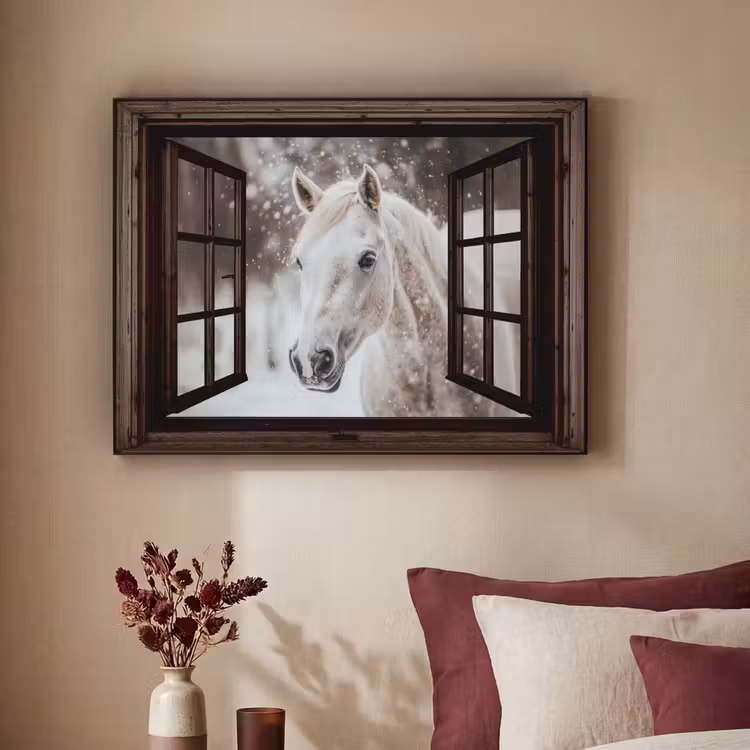 Art Frame - Durchsichtig - Pferd - Weiß - Winterlandschaft - Schnee — 2