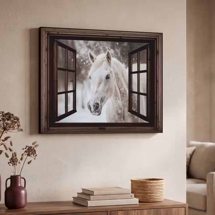 Art Frame - Durchsichtig - Pferd - Weiß - Winterlandschaft - Schnee — 3