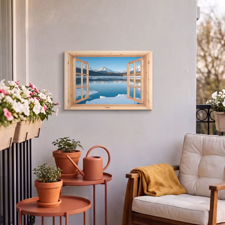 Outdoor Leinwand - Ansichten - Landschaft - Winter - See - Berg - Aussicht — 3