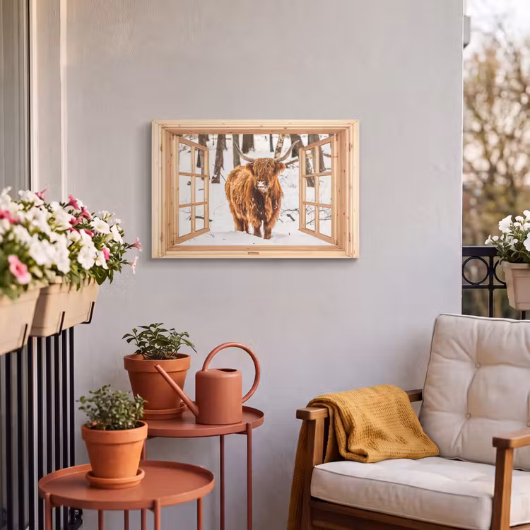Outdoor Leinwand - Schottische Highlander - Winter - Landschaft - Natur - Tiere - Ansichten — 3