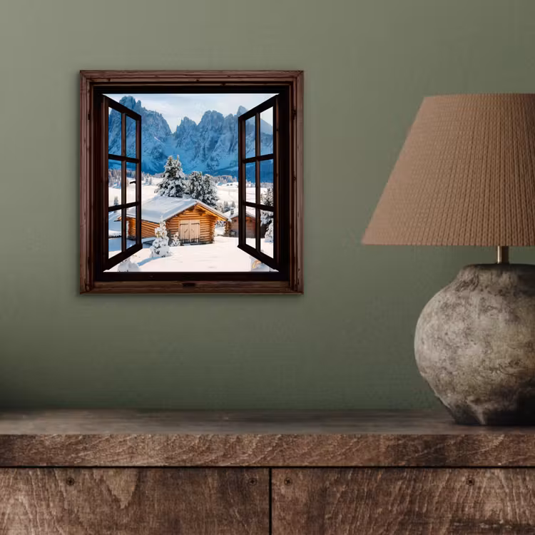 Alu-Dibond-Bild - Aussicht - Winter - Landschaft - Hütte - Berge — 3