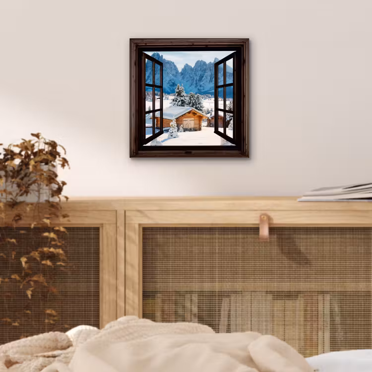 Alu-Dibond-Bild - Aussicht - Winter - Landschaft - Hütte - Berge — 4