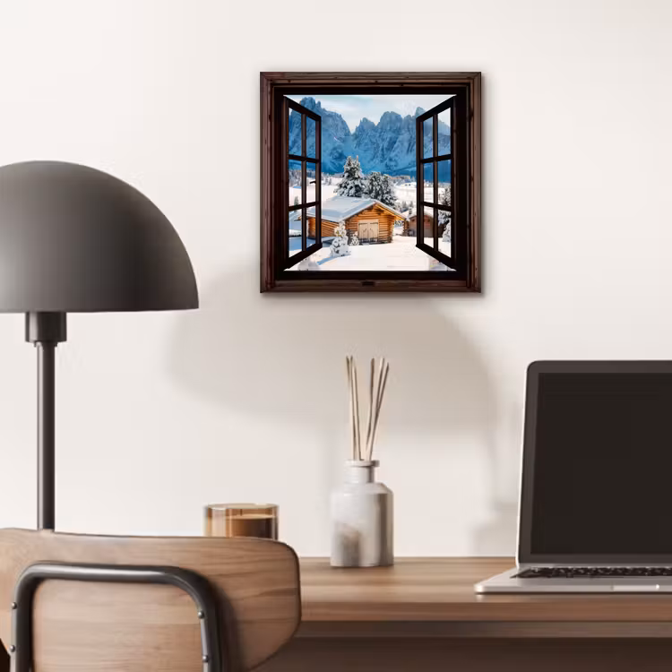 Alu-Dibond-Bild - Aussicht - Winter - Landschaft - Hütte - Berge — 6