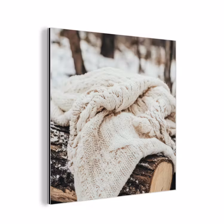 Alu-Dibond-Bild - Decke - Weiß - Baumstumpf - Winter - Schnee — 1