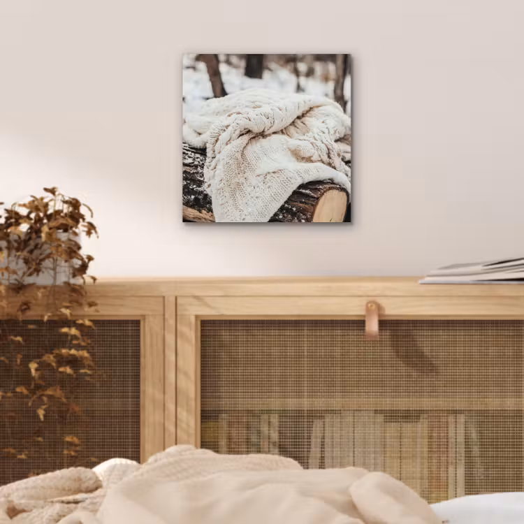 Alu-Dibond-Bild - Decke - Weiß - Baumstumpf - Winter - Schnee — 4