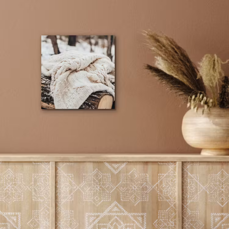 Alu-Dibond-Bild - Decke - Weiß - Baumstumpf - Winter - Schnee — 5
