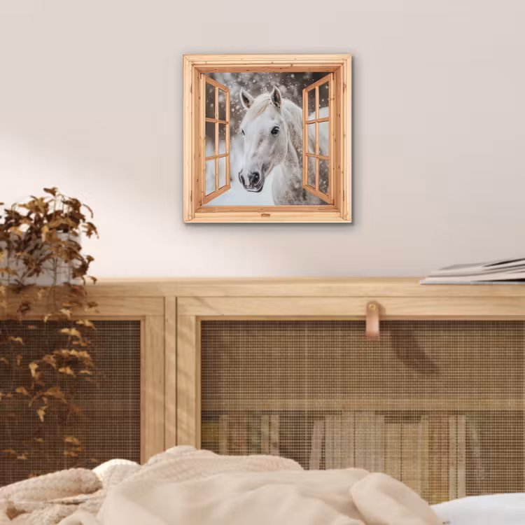 Alu-Dibond-Bild - Durchsichtig - Pferd - Weiß - Winter - Tiere — 4