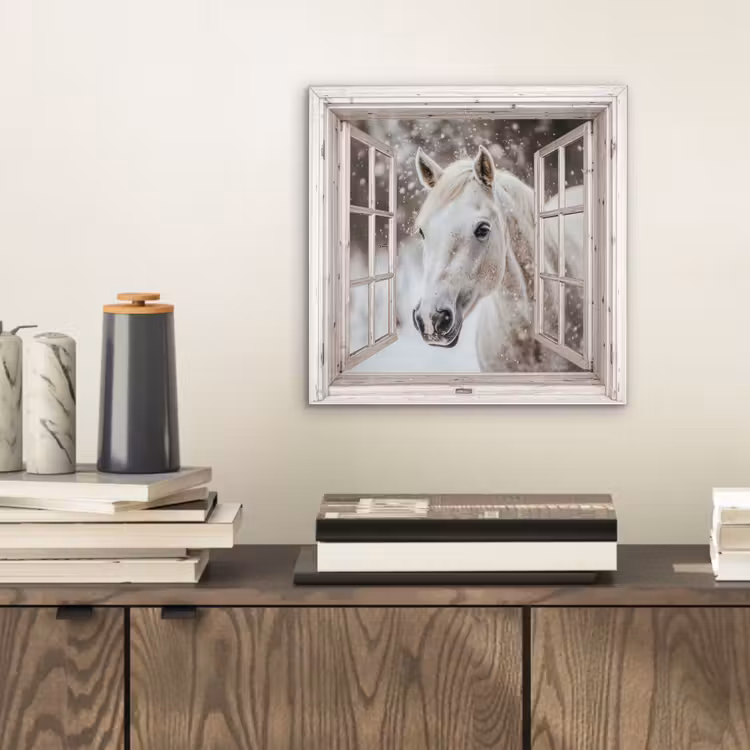 Alu-Dibond-Bild - Pferd - Weiß - Winter - Schnee - Durchsichtig - Tiere — 2