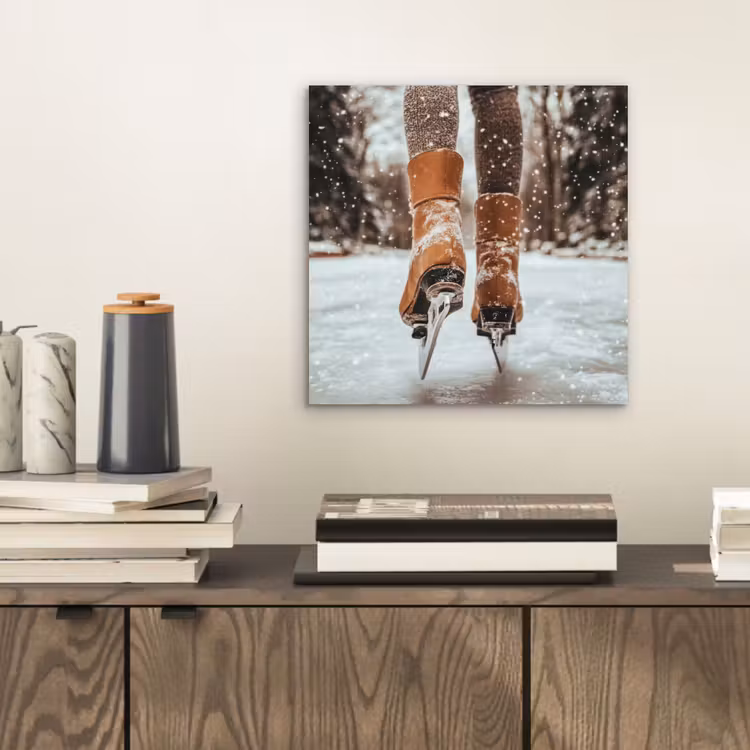 Alu-Dibond-Bild - Schlittschuhlaufen - Eis - Winter - Schnee — 2
