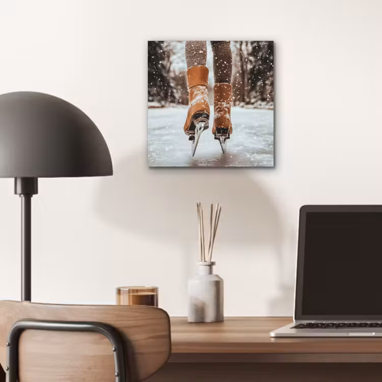Alu-Dibond-Bild - Schlittschuhlaufen - Eis - Winter - Schnee — 6