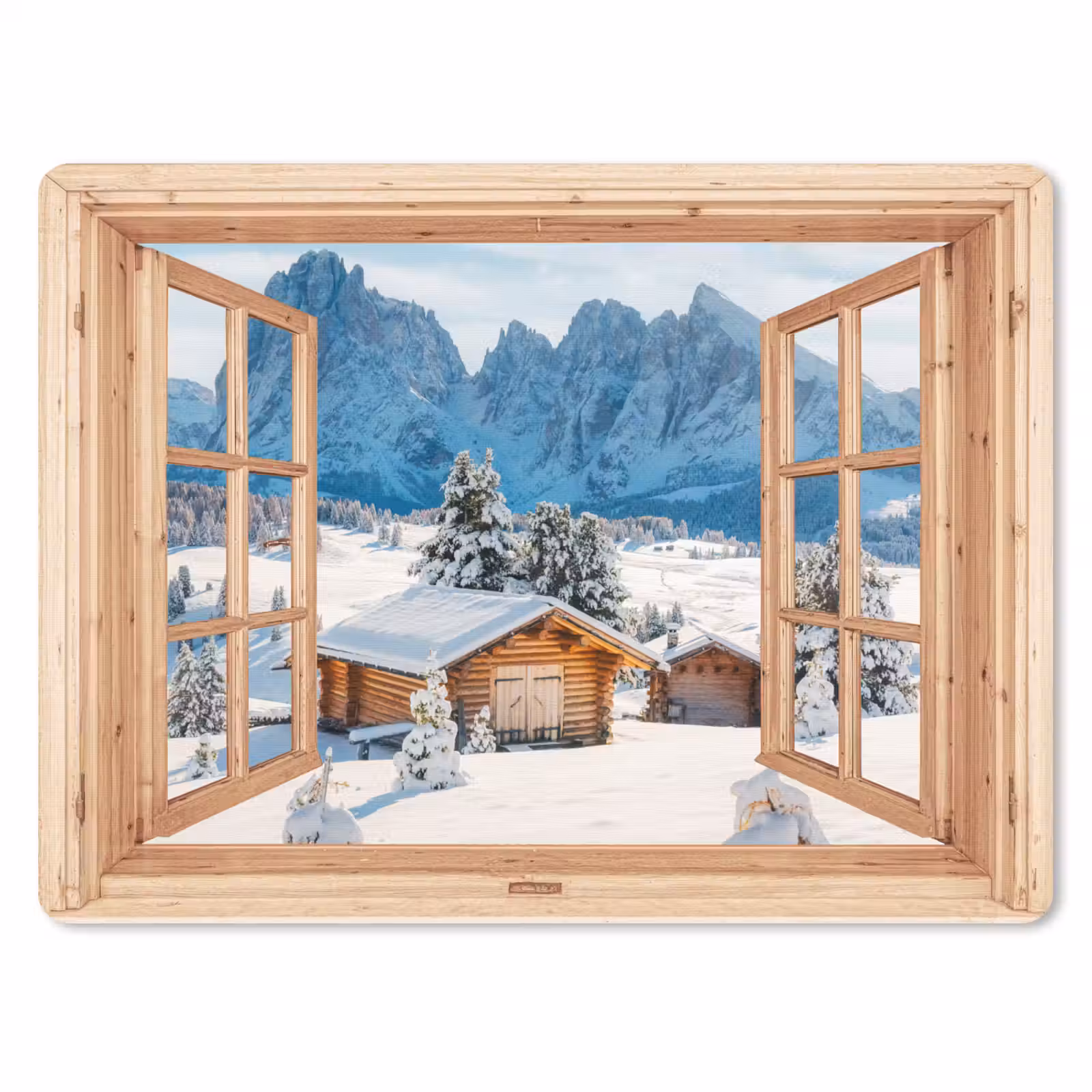 Mauspad - Durchblick - Winterlandschaft - Hütte - Berge - Aussicht — 1