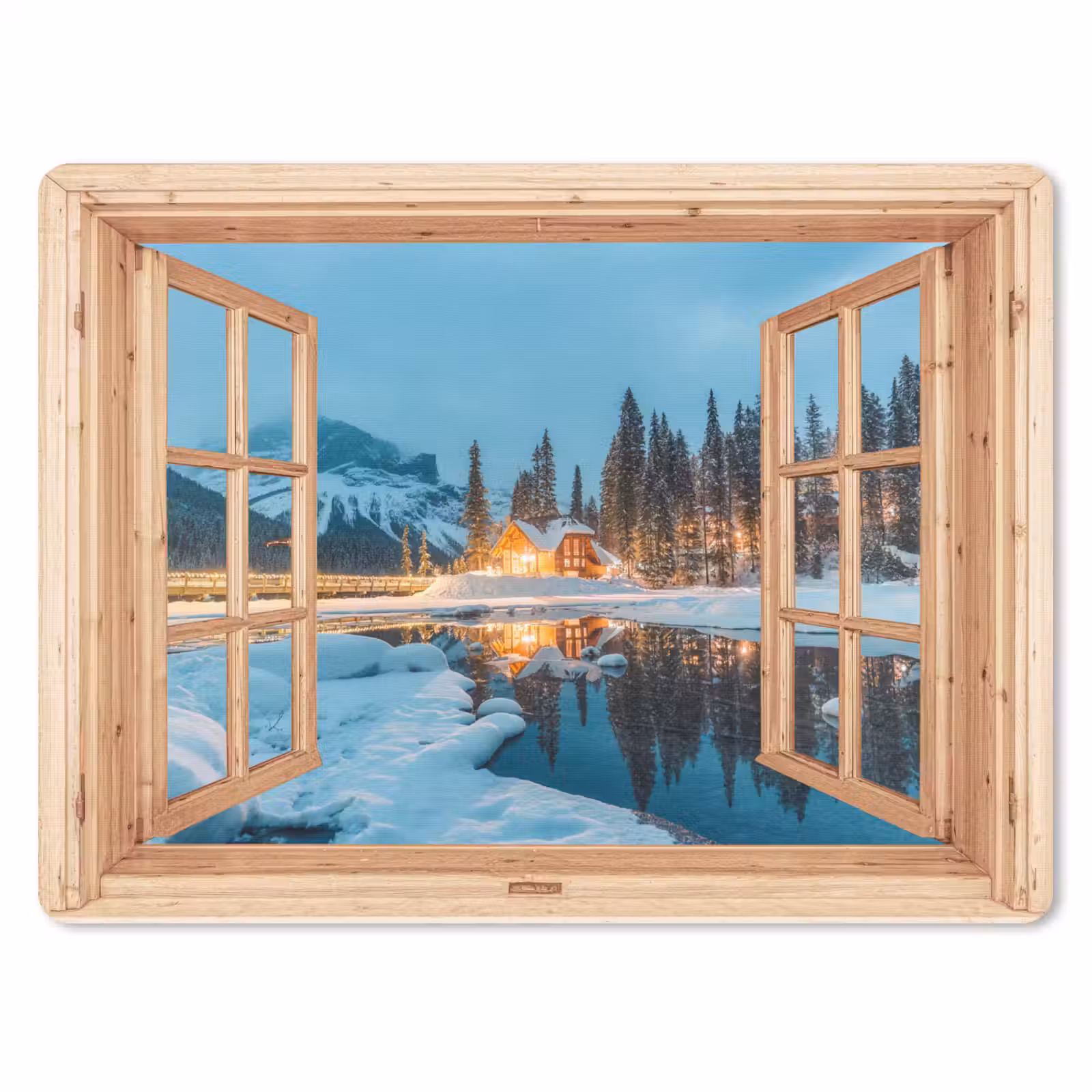 Mauspad - Winterlandschaft - Natur - Haus - Berge - Aussicht - Fenster — 1