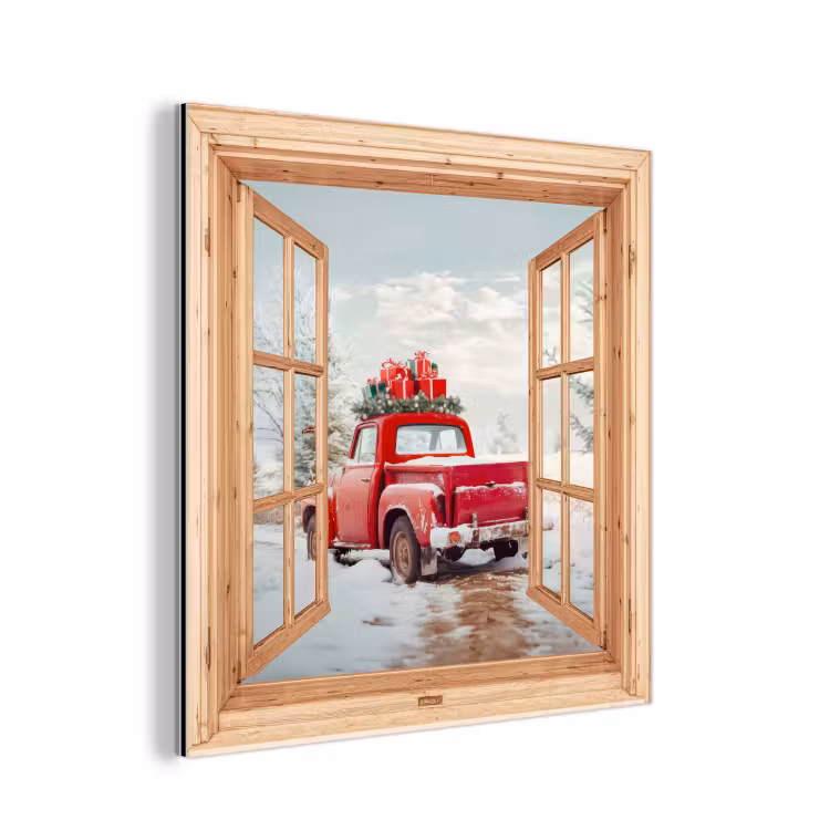Alu-Dibond-Bild - Durchsichtig - Auto - Weihnachten - Geschenke - Winter - Landschaft — 1