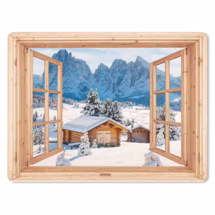 Mauspad - Durchblick - Winterlandschaft - Hütte - Berge - Aussicht — 1