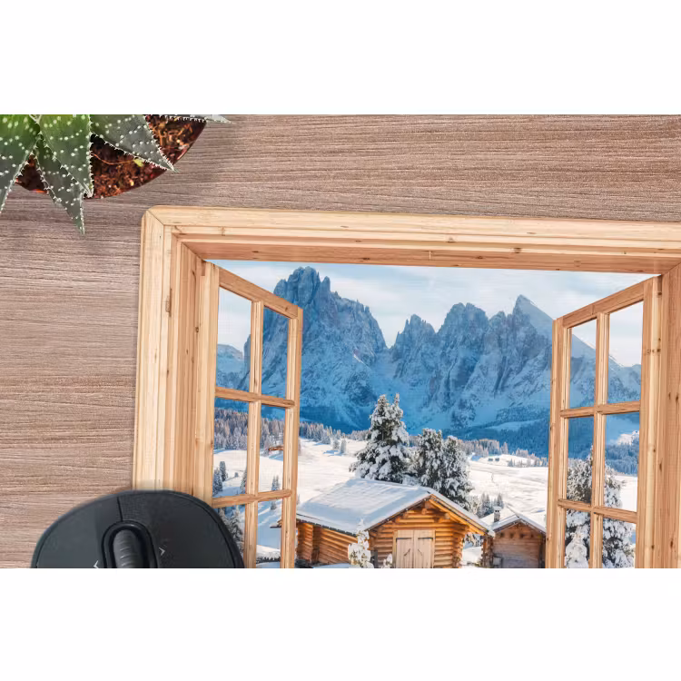 Mauspad - Durchblick - Winterlandschaft - Hütte - Berge - Aussicht — 4