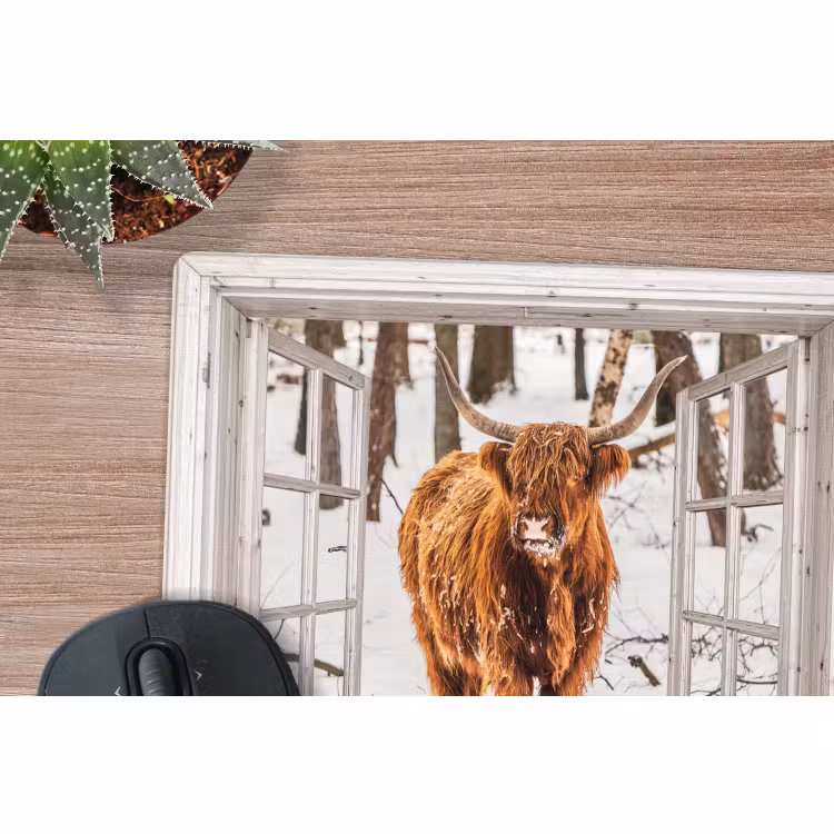 Mauspad - Schottische Highlander - Schnee - Winter - Natur - Tier - Aussicht - Ländlich — 4