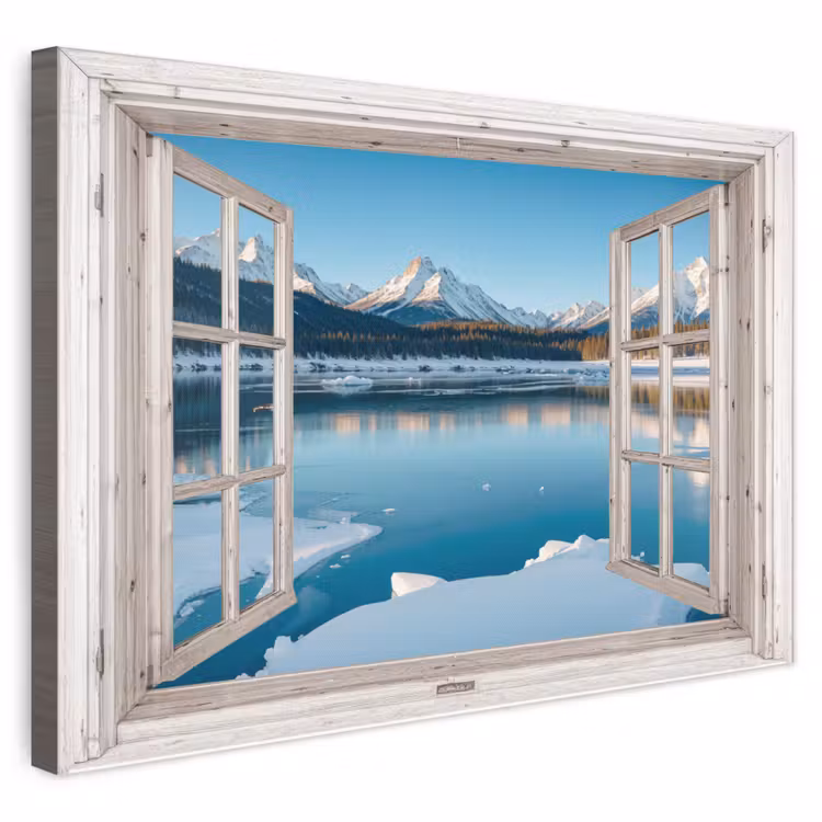Leinwandbild - Landschaft - Winter - See - Berg - Aussicht - Licht — 1