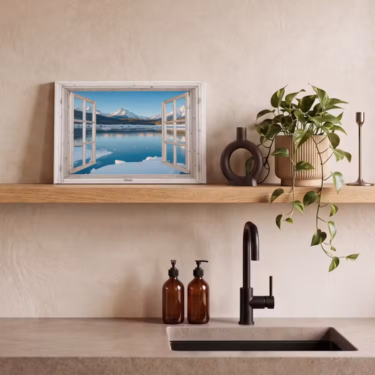 Leinwandbild - Landschaft - Winter - See - Berg - Aussicht - Licht — 3