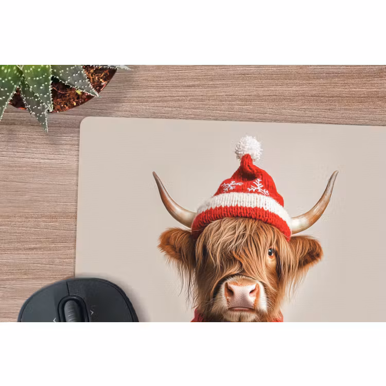 Mauspad - Schottischer Highlander - Weihnachten - Mütze - Pullover - Winter — 4