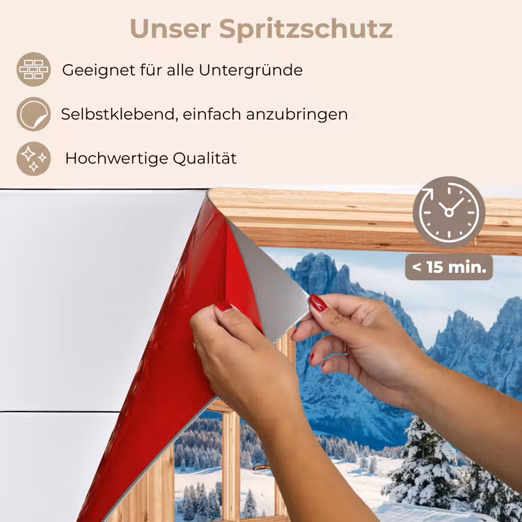 Küchenrückwand - Durchblick - Winterlandschaft - Hütte - Berge - Aussicht — 5