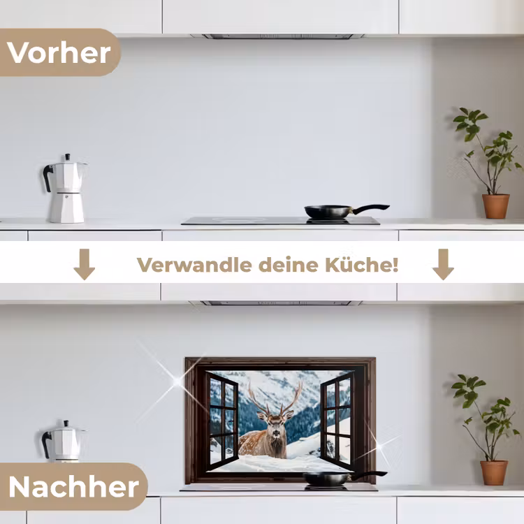 Küchenrückwand - Hirsche - Landschaft - Winter - Natur - Tiere - Ansichten - Berge — 7